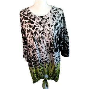 CJ Banks Women's Plus Black & White 3/4 Sleeve Stretch Tee Shirt Size 1X